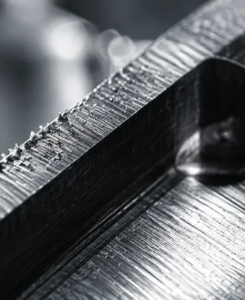Metallkante mit feinen Bearbeitungsspuren